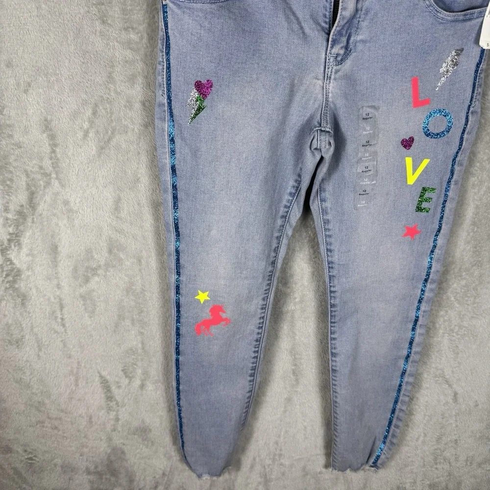 GAP Girls High Stretch Super Skinny Jeans Sz 12 Light Bling‎ LOVE NWT